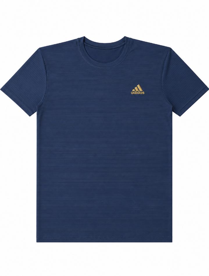 Adidas Premium Ribbed Dry-Fit T-Shirt – Navy Blue | Unisex